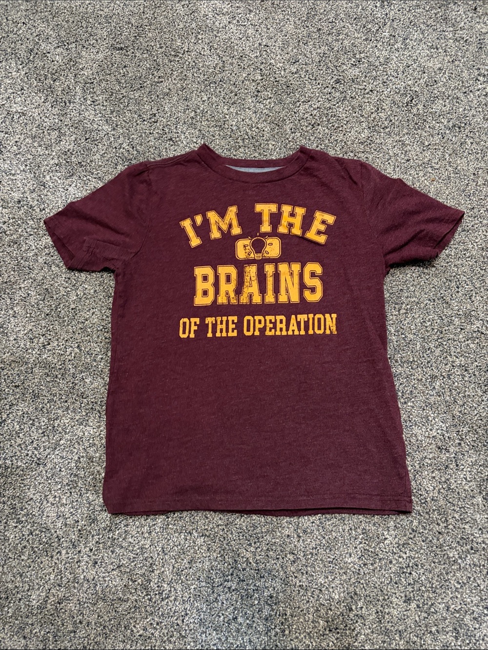 Boys Arizona Jean Company Maroon Tee with Yellow Graphic Text Size Medium 10/12